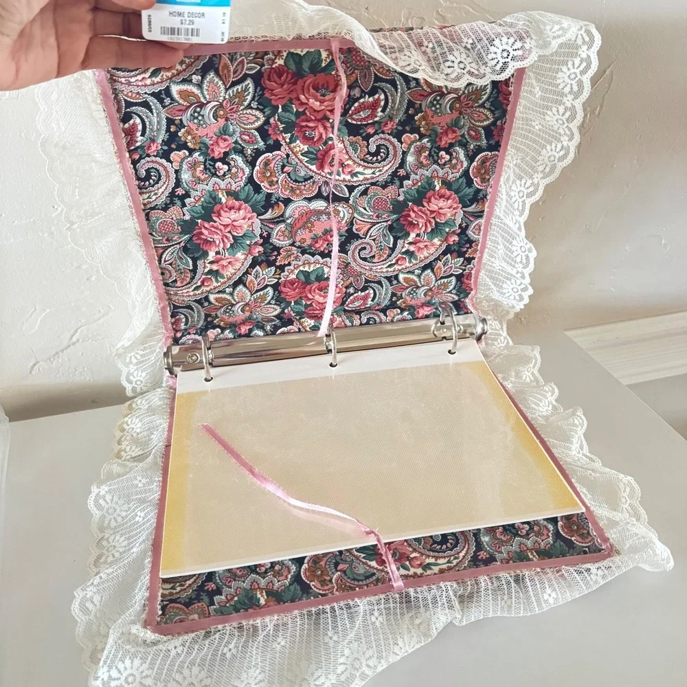 Vintage Floral Paisley Lace Padded Photo Album Memory Book 3 Ring Binder 11x11.5